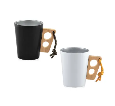 Двустенна чаша с бамбукова дръжка, 350 ml.